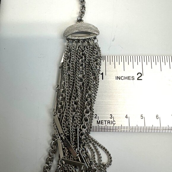 Women's Silver Tone Multi Layer Bib Chain Necklace - 17in - Picture 5 of 7